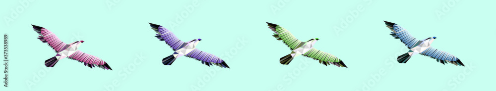 Obraz premium set of eagle cartoon icon design template with various models in polygon style. vector illustration