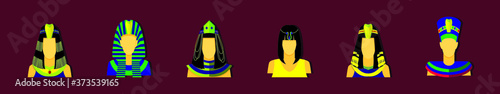 set of cleopatra cartoon icon design template with various models. vector illustration