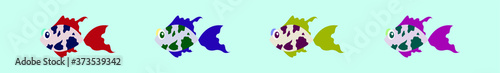 set of river fish cartoon icon design template with various models. vector illustration