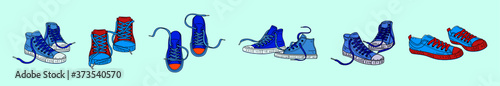 set of sneakers cartoon icon design template with various models. vector illustration