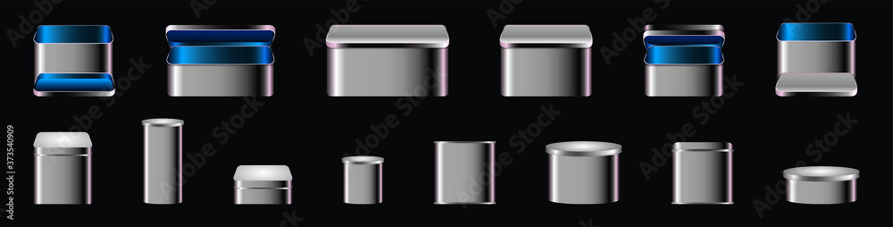 set of tin boxes cartoon icon design template with various models. vector illustration set of tin boxes cartoon icon design template with various models. vector illustration
