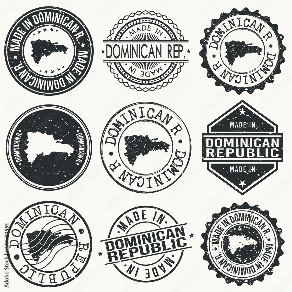 Dominican Republic Travel Stamp Made In Product Stamp Logo Icon Symbol Design Insignia.