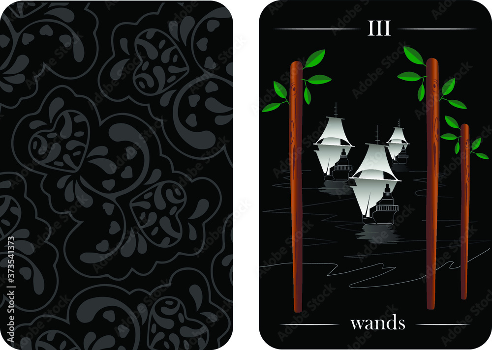 tarot cards 3 wands vector shirt card pattern