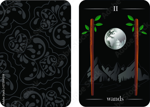 tarot cards 2 wands vector shirt card pattern