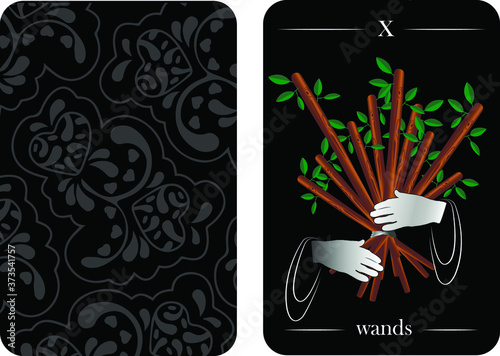 tarot cards 10 wands vector shirt card pattern