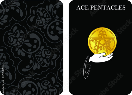 tarot cards ace pentacle vector shirt card pattern