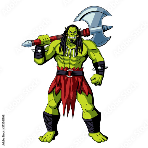 Isolated evil orc. Fictional and mythological characters - Vector