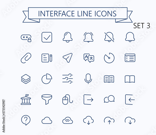 Interface vector outline mini line icons set. 24x24 px. Pixel Perfect. Editable stroke.