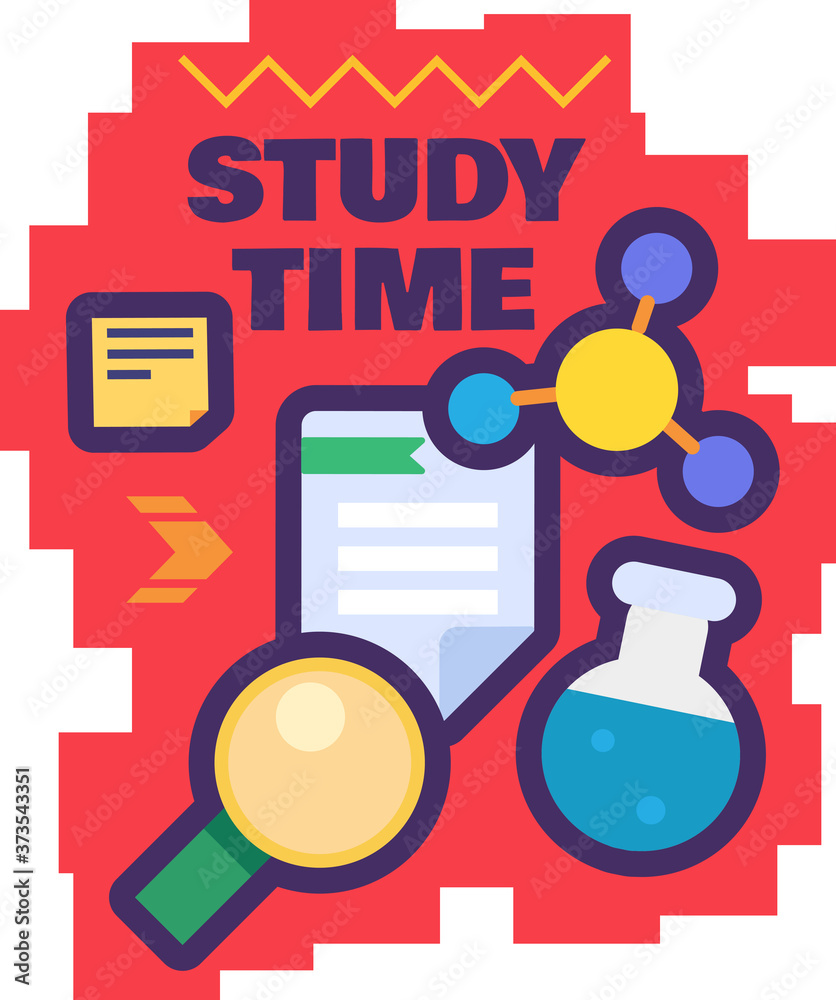Study time sticker for back to school concept Study time sticker for back to school concept
