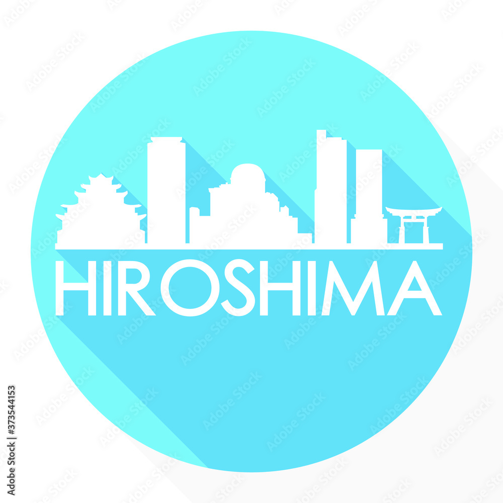 Hiroshima Japan Flat Icon Skyline Silhouette Design City Vector Art.