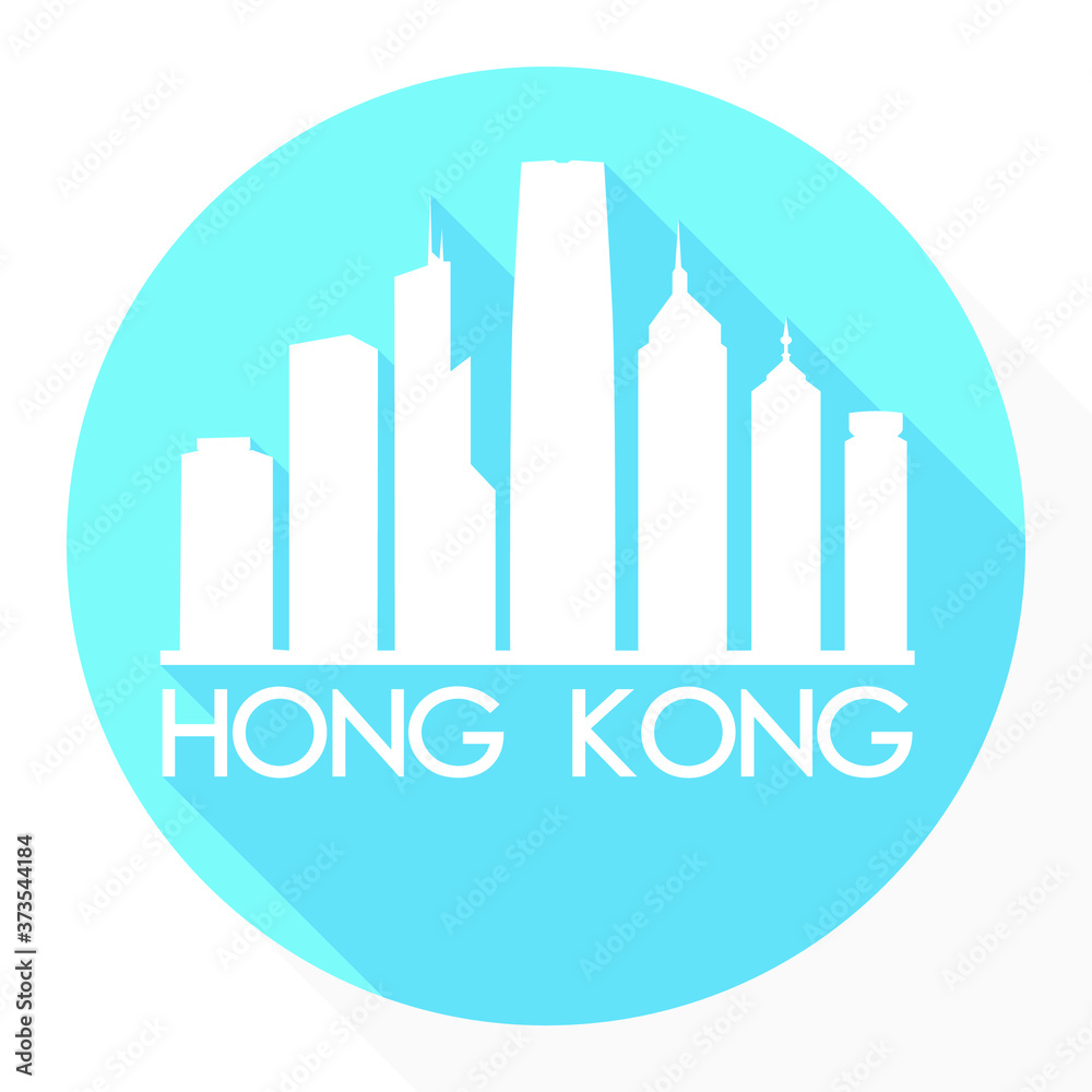 Hong Kong China Asia Flat Icon Skyline Silhouette Design City Vector Art Famous Buildings.