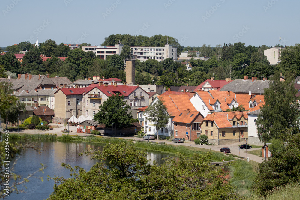 A small beautiful town by the lake