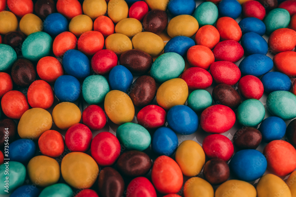 close up of colorful chocolate candy close up of colorful chocolate candy
