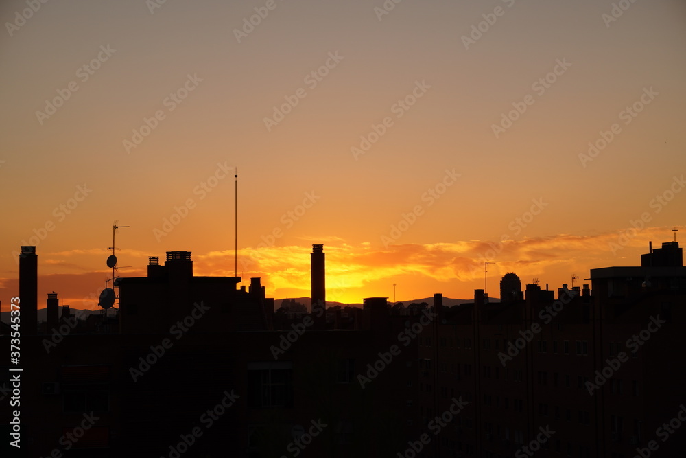 sunset over the city