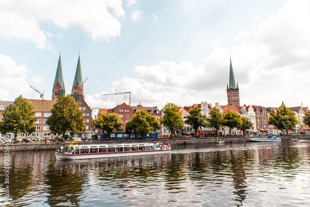 Cityscape of Luebeck at the Trave