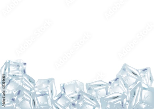 Ice cubes, realistic set, 3d vector illustration.