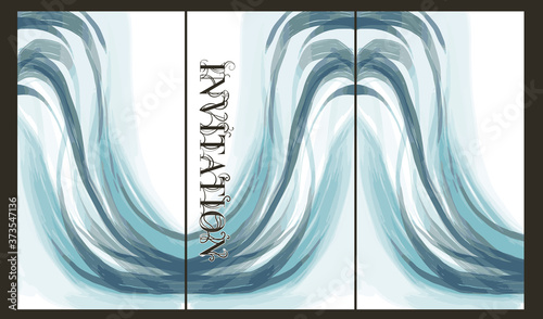 The inscription "invitation"  on a beautiful watercolor decorative background. Botanical design. Perfect for postcards, banners, covers, invitations. EPS 10