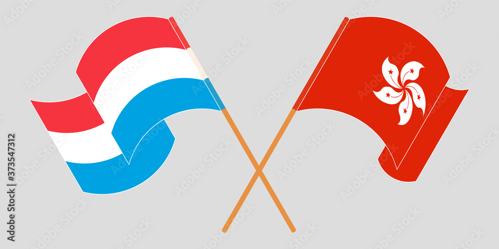 Φωτογραφία Crossed and waving flags of Luxembourg and Hong Kong