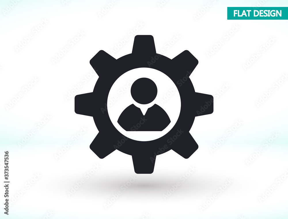 Man and cog vector icon , lorem ipsum Flat design Man and cog vector icon , lorem ipsum Flat design