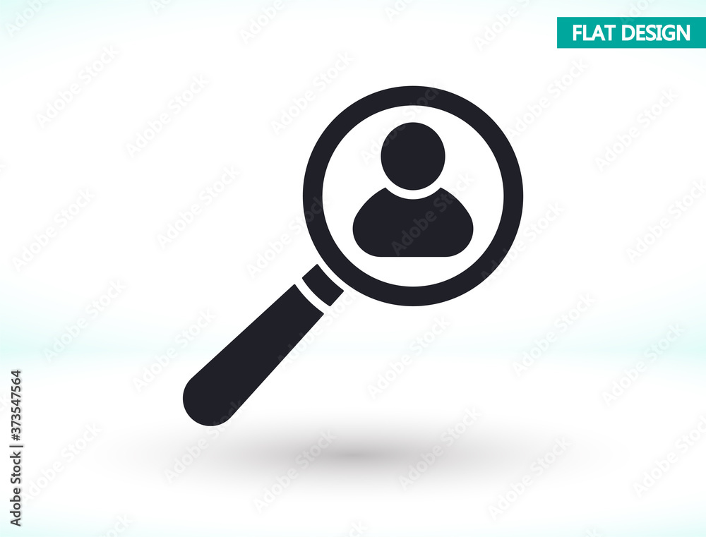 Magnifier with a man vector icon , lorem ipsum Flat design Magnifier with a man vector icon , lorem ipsum Flat design
