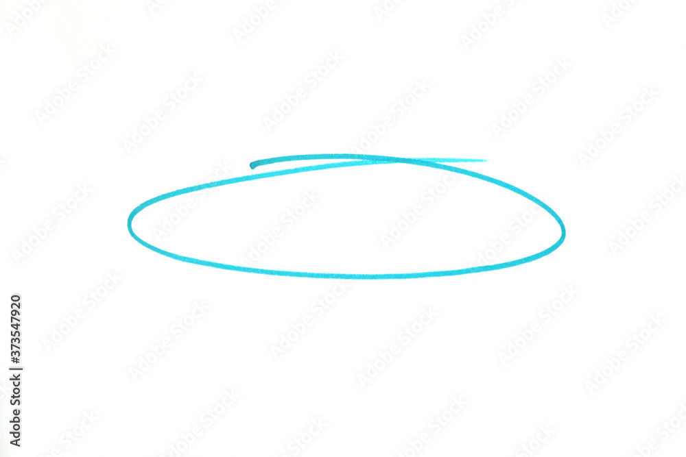 Blue elliptical highlighting drawing on a white background Blue elliptical highlighting drawing on a white background