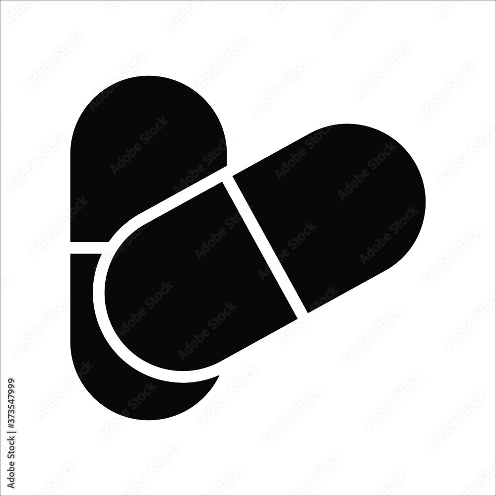A couple of Capsules Symbol Glyph Black and White Line Icon Vector A couple of Capsules Symbol Glyph Black and White Line Icon Vector