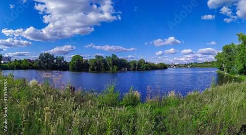 Beautiful panoramic photo of a lake 