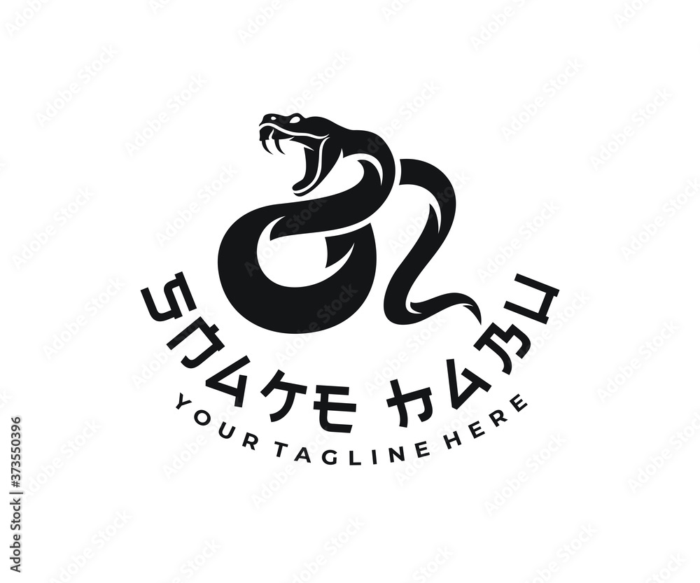 Αυτοκόλλητο Snake habu, animal, reptile and poisonous predator, logo design