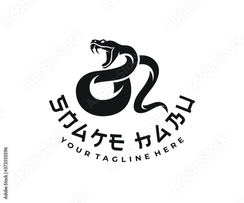 Snake habu, animal, reptile and poisonous predator, logo design. Okinawa habu, venomous pit viper and japanese animals, vector design and illustration