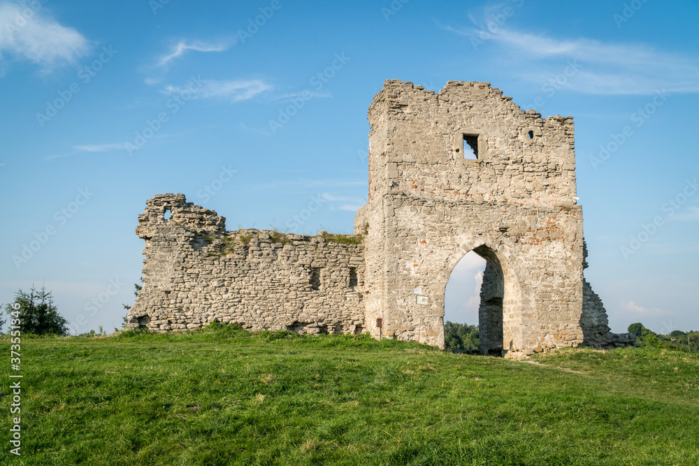 Ruins of Kremenets castle  located on top of a hill in Kremenets town, Ternopil region, Ukraine.