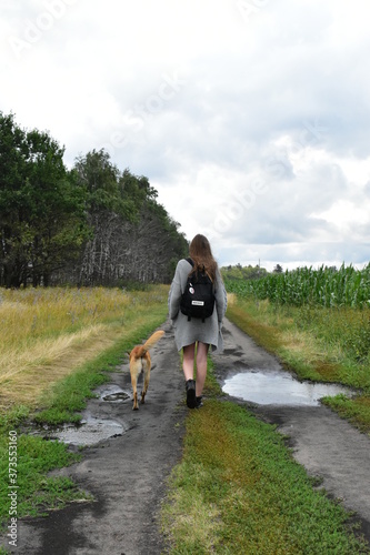 young woman with the dog