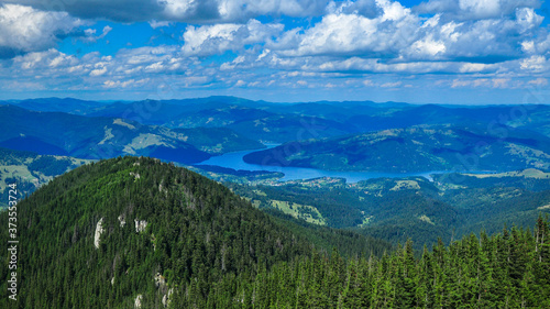Bicaz Lake seen from Toaca Peak, Ceahlau Mountains, Romania