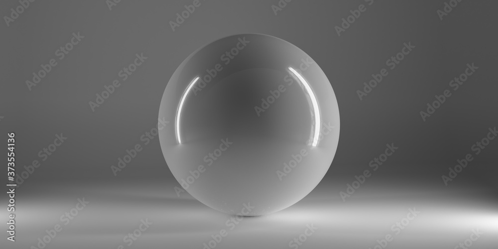 spiegelnde polierte glänzende kugel im studio, zwei strip lights reflektieren in oberfläche, round corner setup, material aluminium oder chrom, weiche schatten, horizontales banner, 3d rendering spiegelnde polierte glänzende kugel im studio, zwei strip lights reflektieren in oberfläche, round corner setup, material aluminium oder chrom, weiche schatten, horizontales banner, 3d rendering