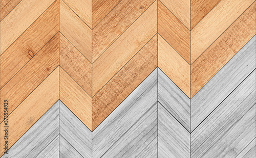 Wooden boards texture. Light wooden wall with chevron pattern. 