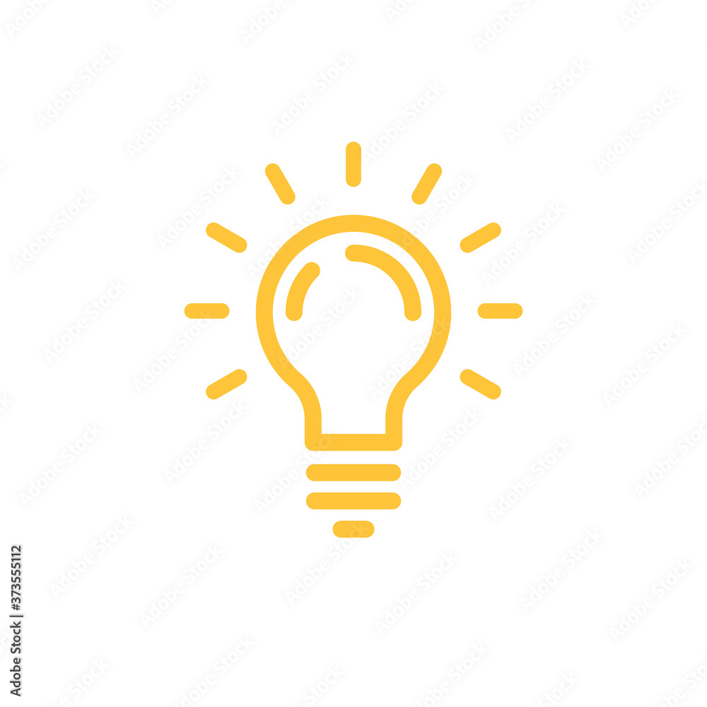 Idea icon, shinning light bulb. Electric lamp linear pictogram. Bright solution symbol. Idea icon, shinning light bulb. Electric lamp linear pictogram. Bright solution symbol.