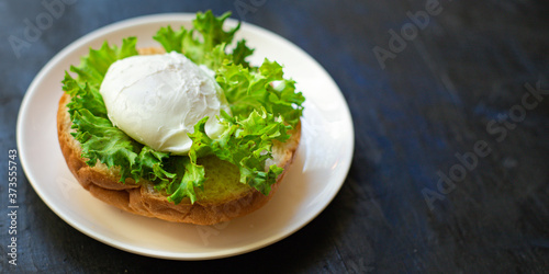 poached egg sandwich delicious snack ingredient portion serving size organic eating healthy top view place for text copy space