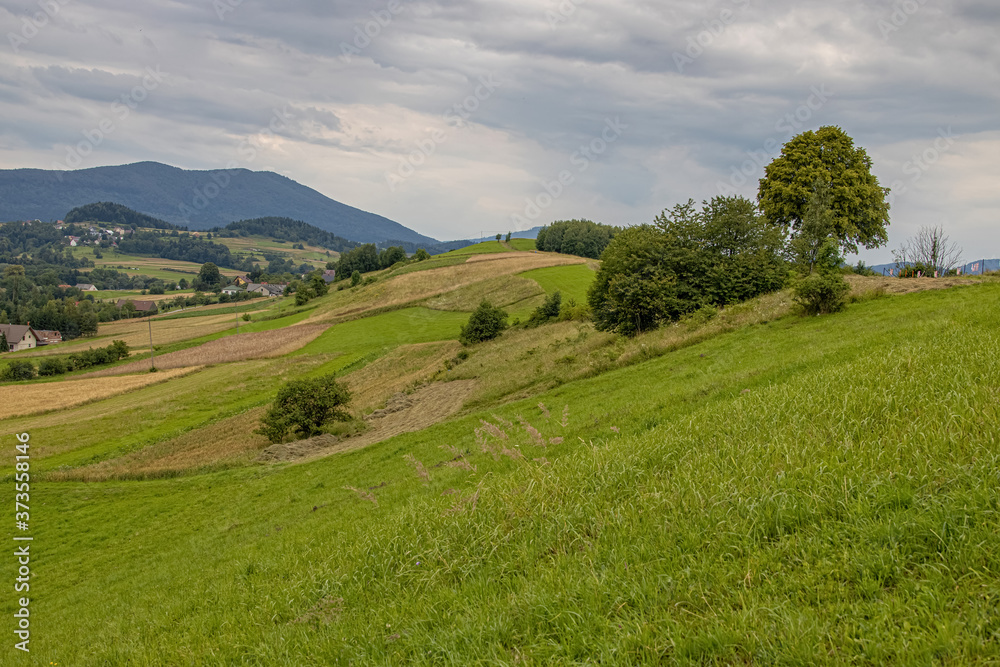 summer landscape with Polish mountains on a cloudy day