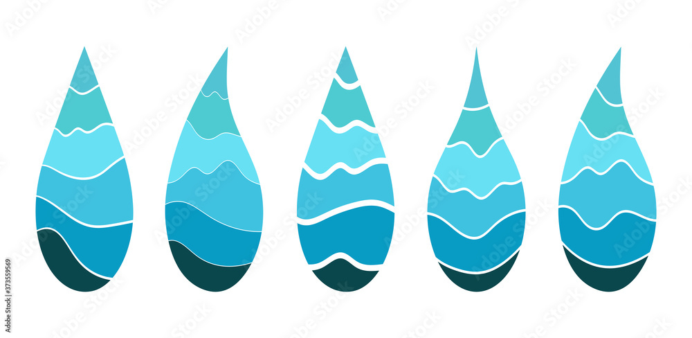 Abstract liquid shape blue water drop design template logo or icon with wavy pattern. Symbol, sign clear aqua, drop rain, spring water. Background Sea waves for business identity. Vector illustration. Abstract liquid shape blue water drop design template logo or icon with wavy pattern. Symbol, sign clear aqua, drop rain, spring water. Background Sea waves for business identity. Vector illustration.