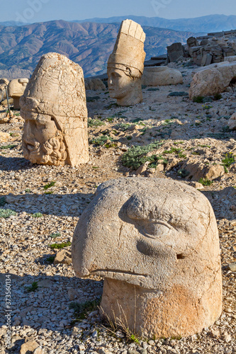 Nemrut Mountain with the statues built in the 1st century BC by Commagene Kingdom, in Adiyaman, Turkey photo