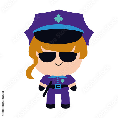 Isolated police costume kuwaii colorful icon cute - Vector photo