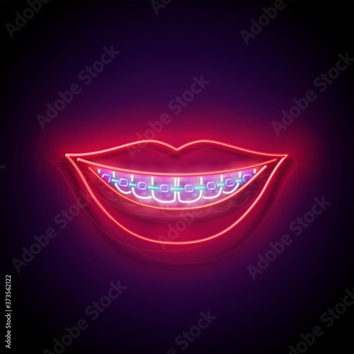 Glow Beautiful Smile with Braces and Red Lips