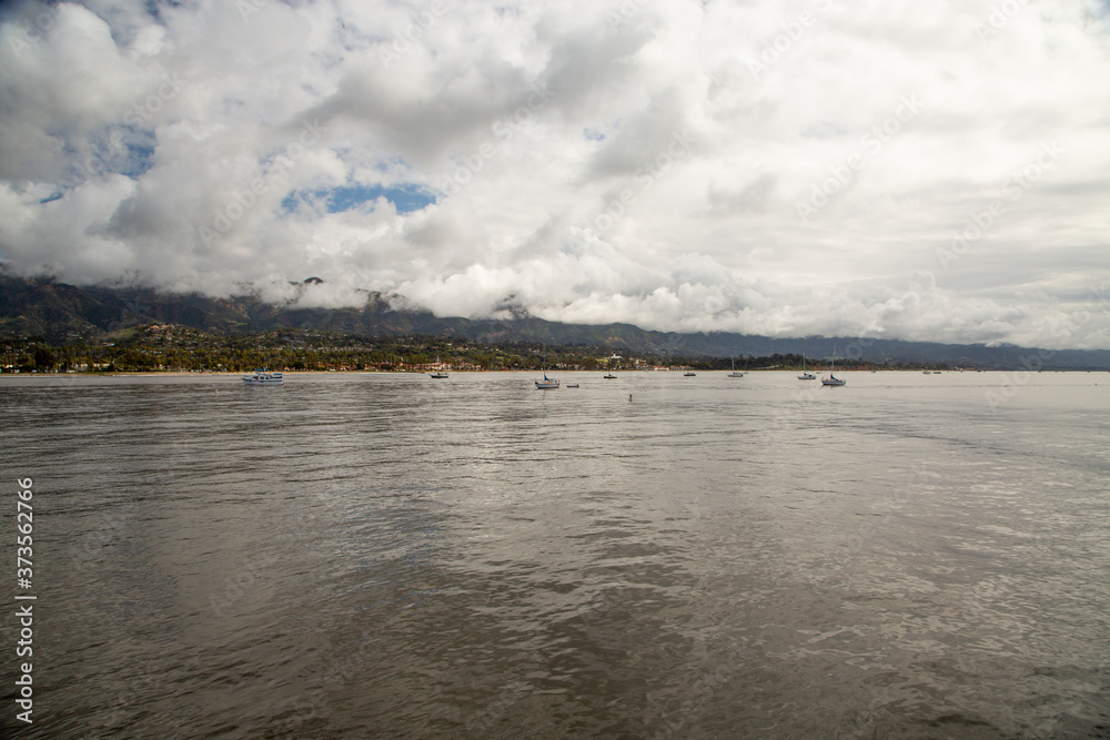 Boats out in the ocean in Santa Barbara, CA Boats out in the ocean in Santa Barbara, CA