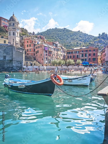 The charming fisherman village of Vernazza, Italy #373563937