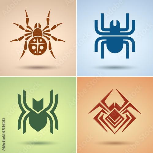 Spider abstract icon template, Flat style, Vector Eps 10