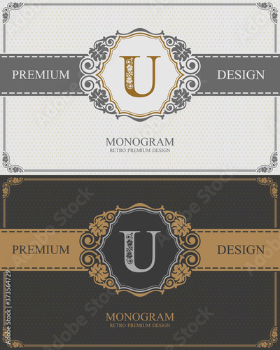 Letter emblem U template, Monogram design elements, Calligraphic graceful template, Elegant line art logo, Business sign for Royalty, Boutique, Cafe, Hotel, Heraldic, Jewelry, Wine