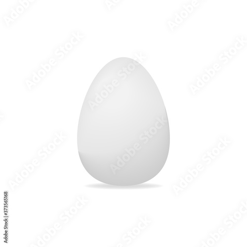 Vector white single realistic animal egg. Chicken egg isolated with soft shadows on white background. Template for Easter holiday. 3D illustration