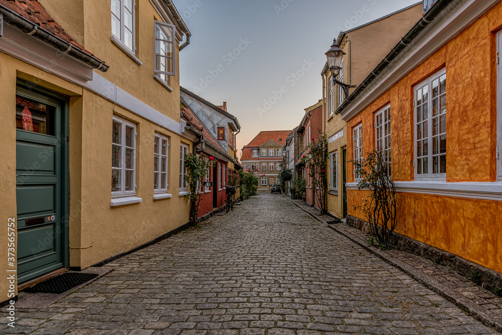 Old colorful houses in a cobblestone-street