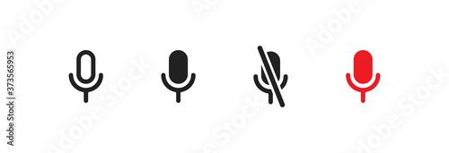 Microphone, isolated simplei con set. Voice record concept symbol in vector flat