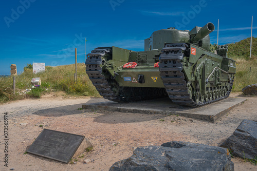 Obraz na płótnie Graye-Sur-Mer, France - 08 04 2020: Juno Beach, Churchill tank