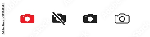 Photo camera, simple isolated black and line icon set, symbol for design in vector flat